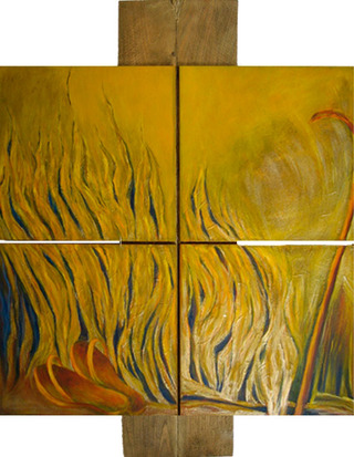 Die Berufung des Mose – Altarbild (vierteilig), Rotkreuzheim Oberkochen, Acryl auf Holz 2005